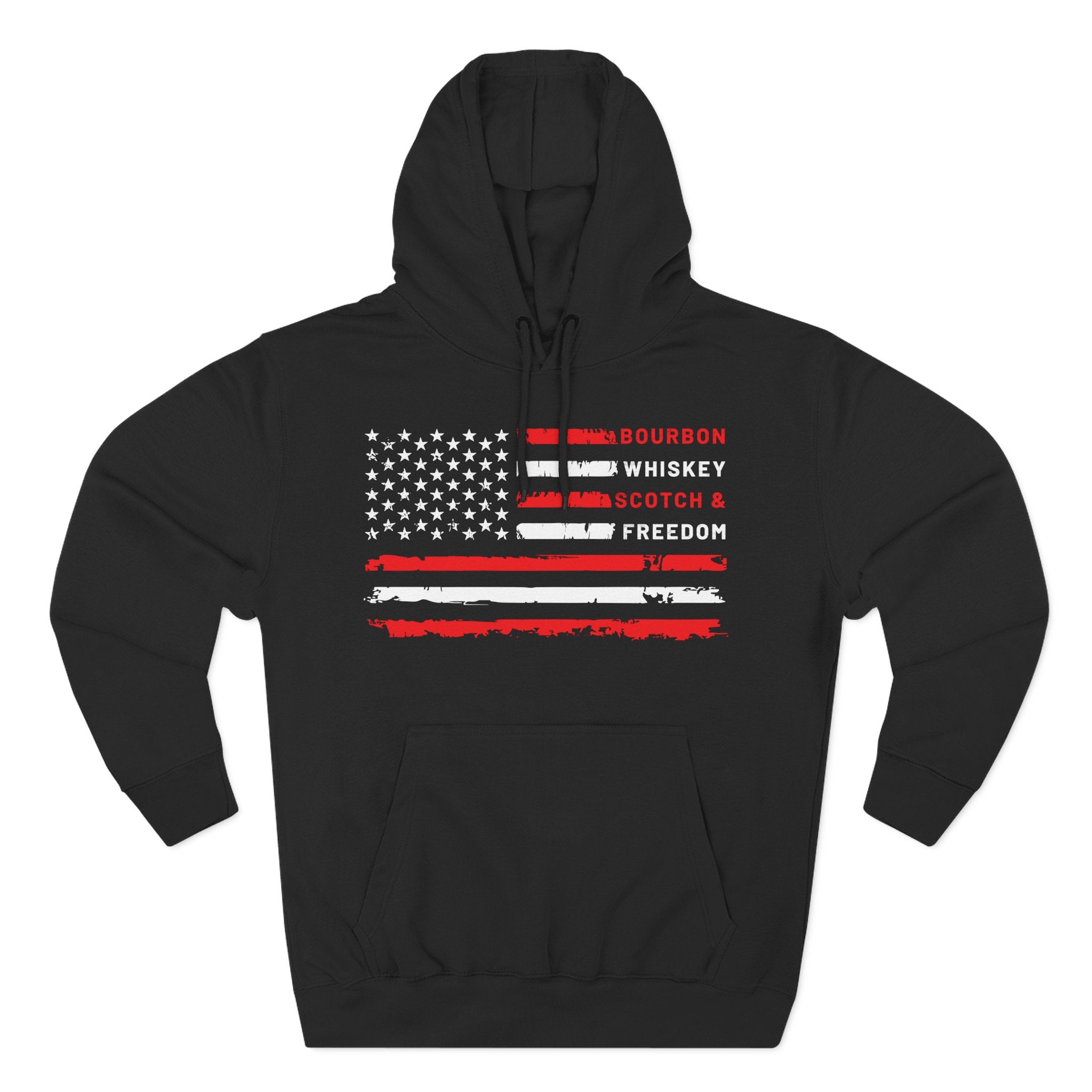 Bourbon, Whiskey, Scotch & Freedom American Flag Premium Hoodie