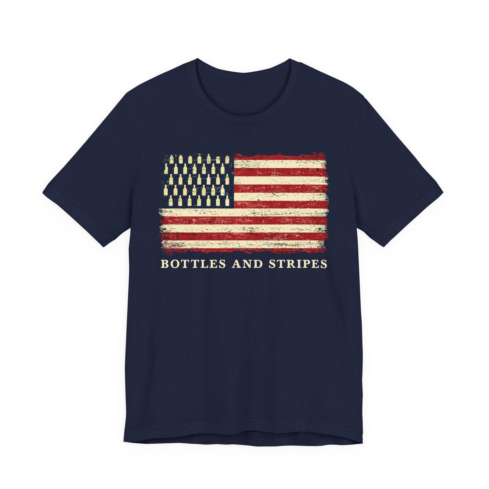 Bottles & Stripes American Flag Premium CrewneckTee