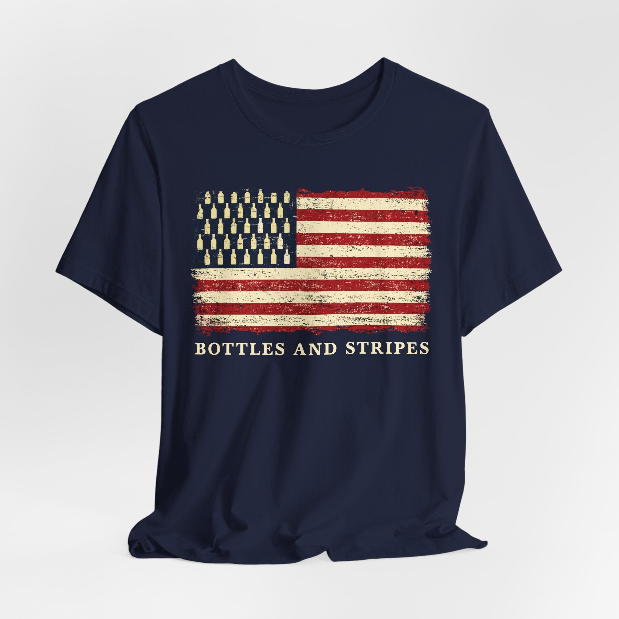 Bottles & Stripes American Flag Premium CrewneckTee