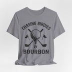 Chasing Birdies & Bourbon Golf Badge Premium Tee