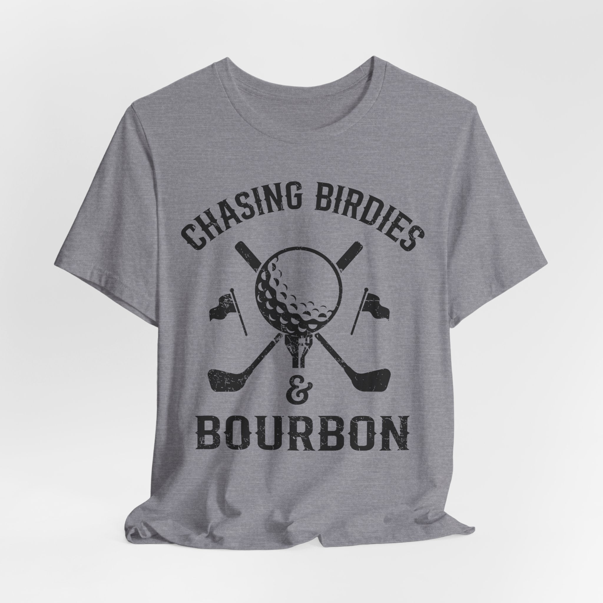Chasing Birdies & Bourbon Golf Badge Premium Tee