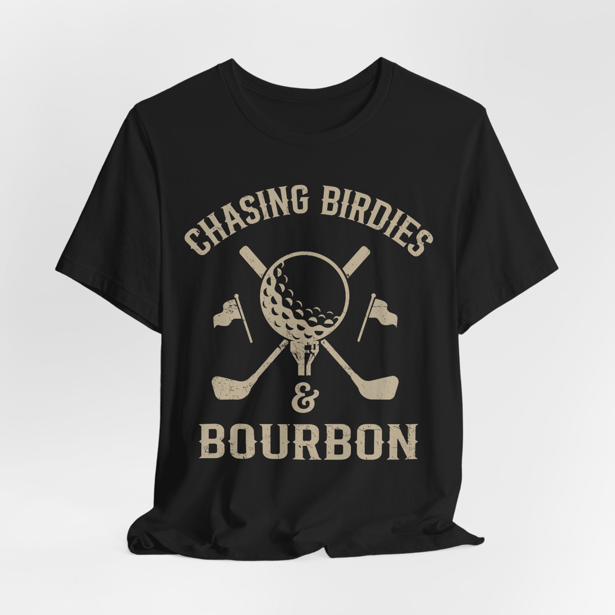 Chasing Birdies & Bourbon Golf Badge Premium Tee