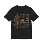 Black t-shirt with a cowboy graphic and humorous text on a white background