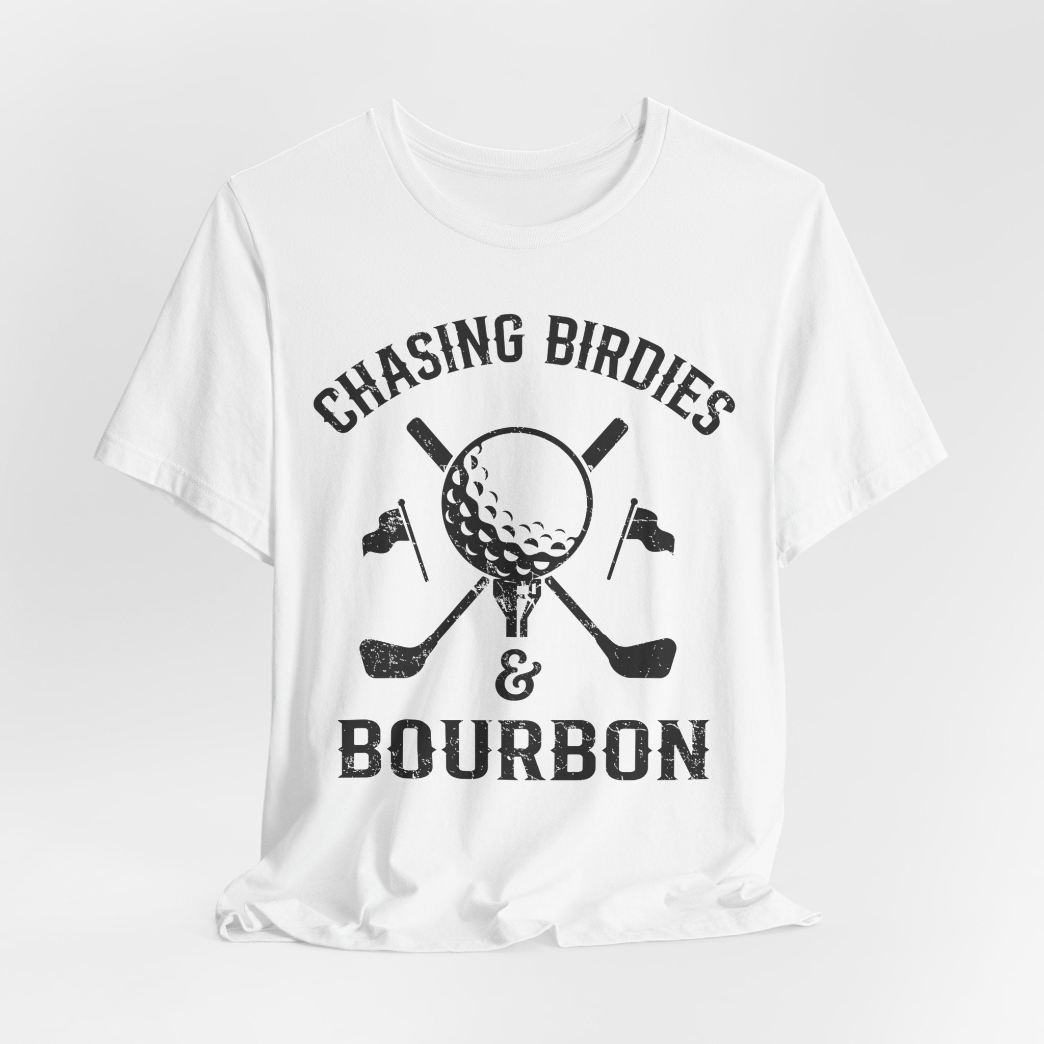 Chasing Birdies & Bourbon Golf Badge Premium Tee