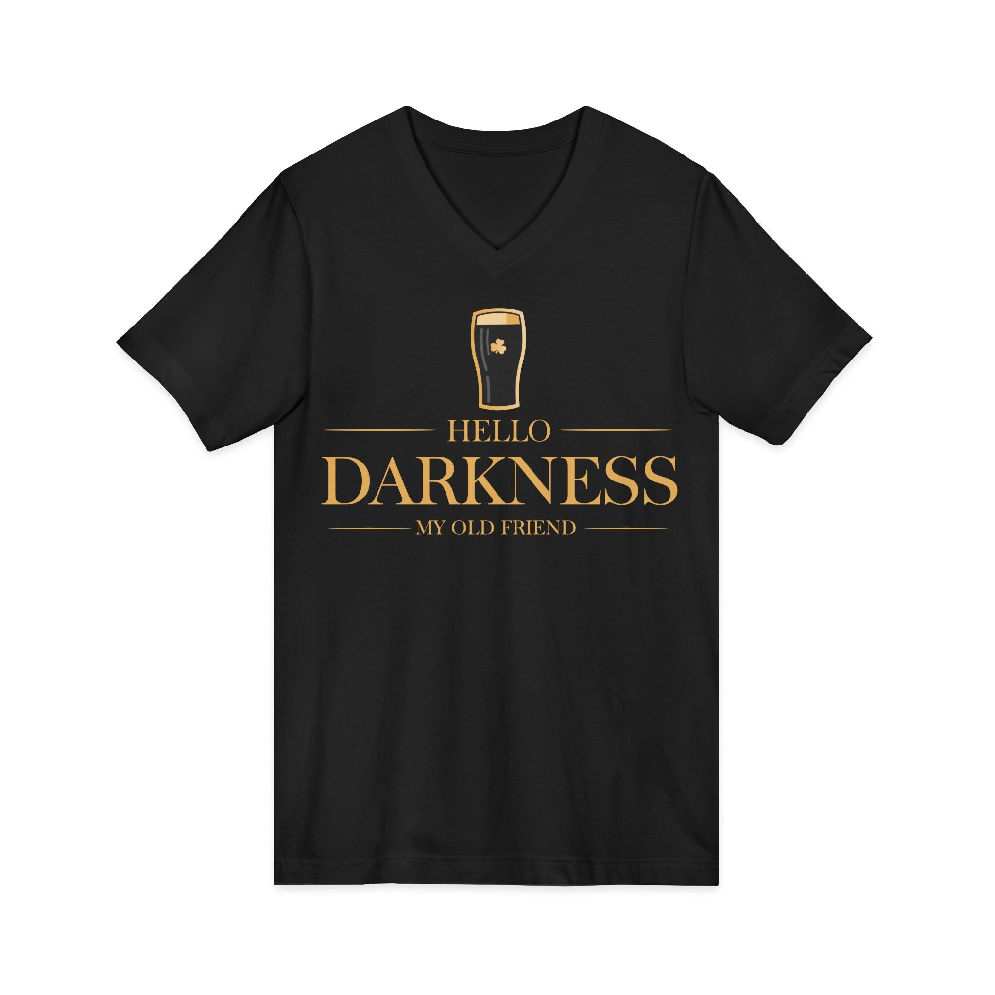 Hello Darkness V-Neck Gold Premium Tee Shirt
