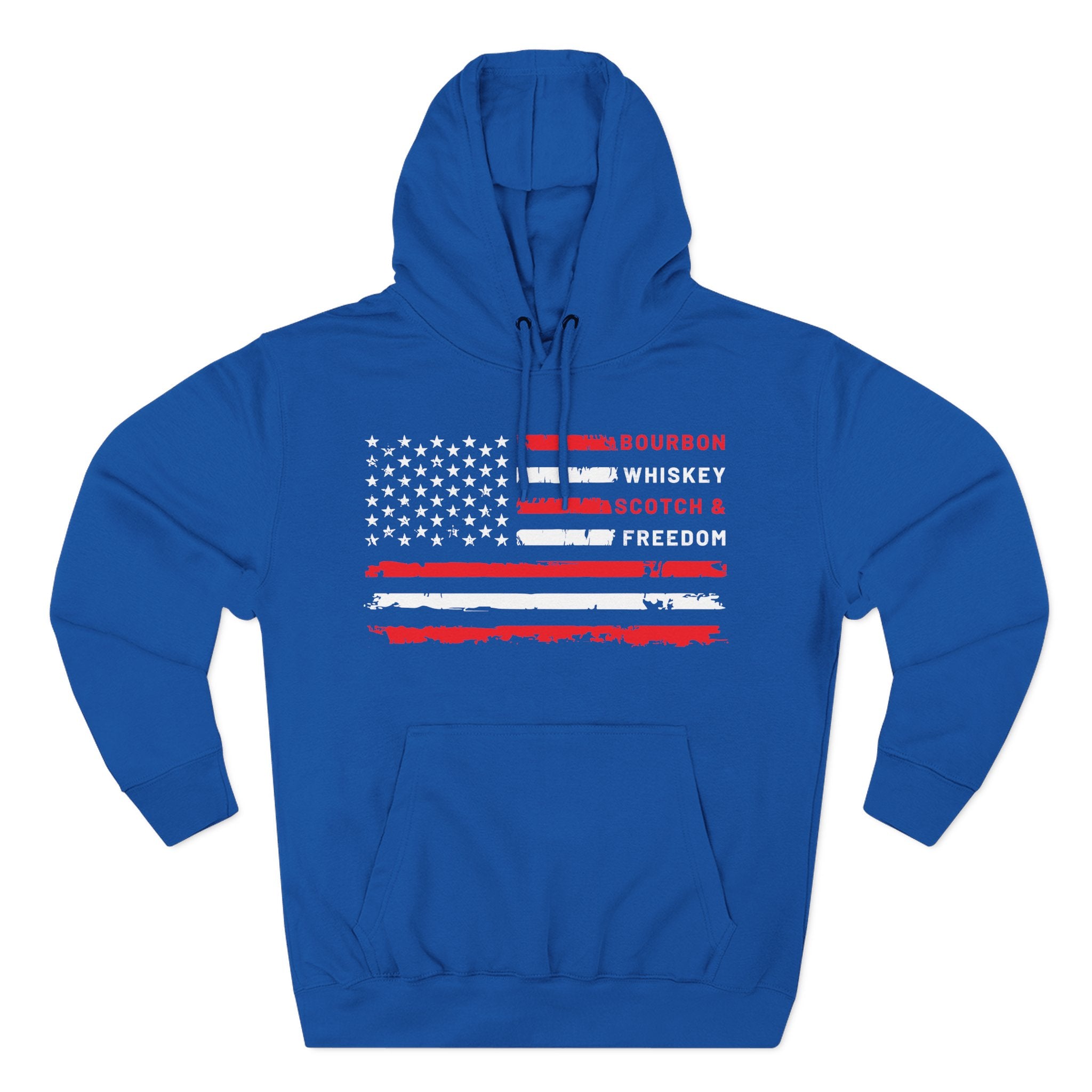 Bourbon, Whiskey, Scotch & Freedom American Flag Premium Hoodie