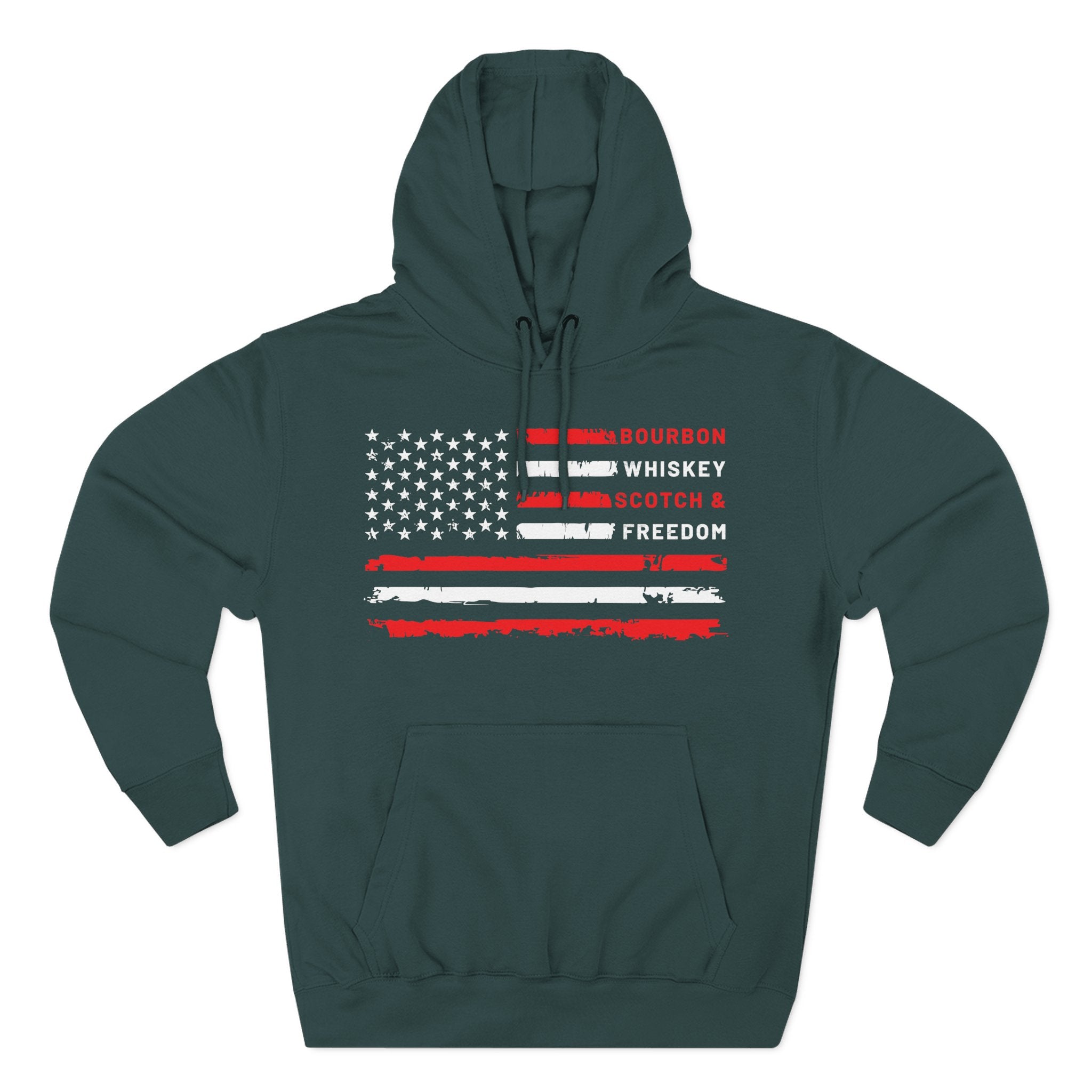 Bourbon, Whiskey, Scotch & Freedom American Flag Premium Hoodie