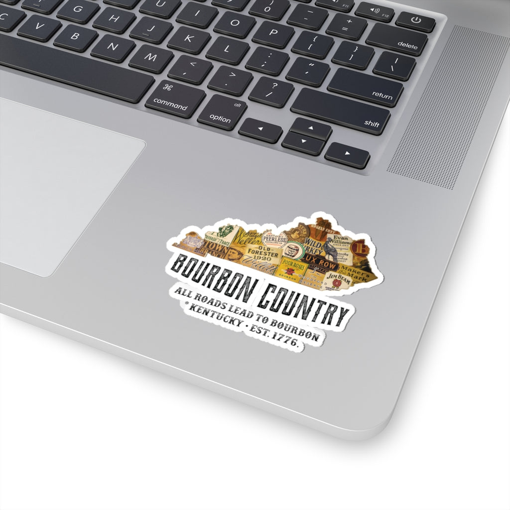 Bourbon Country Sticker — 'All Roads Lead to Bourbon' Kentucky Kiss-Cut Decal