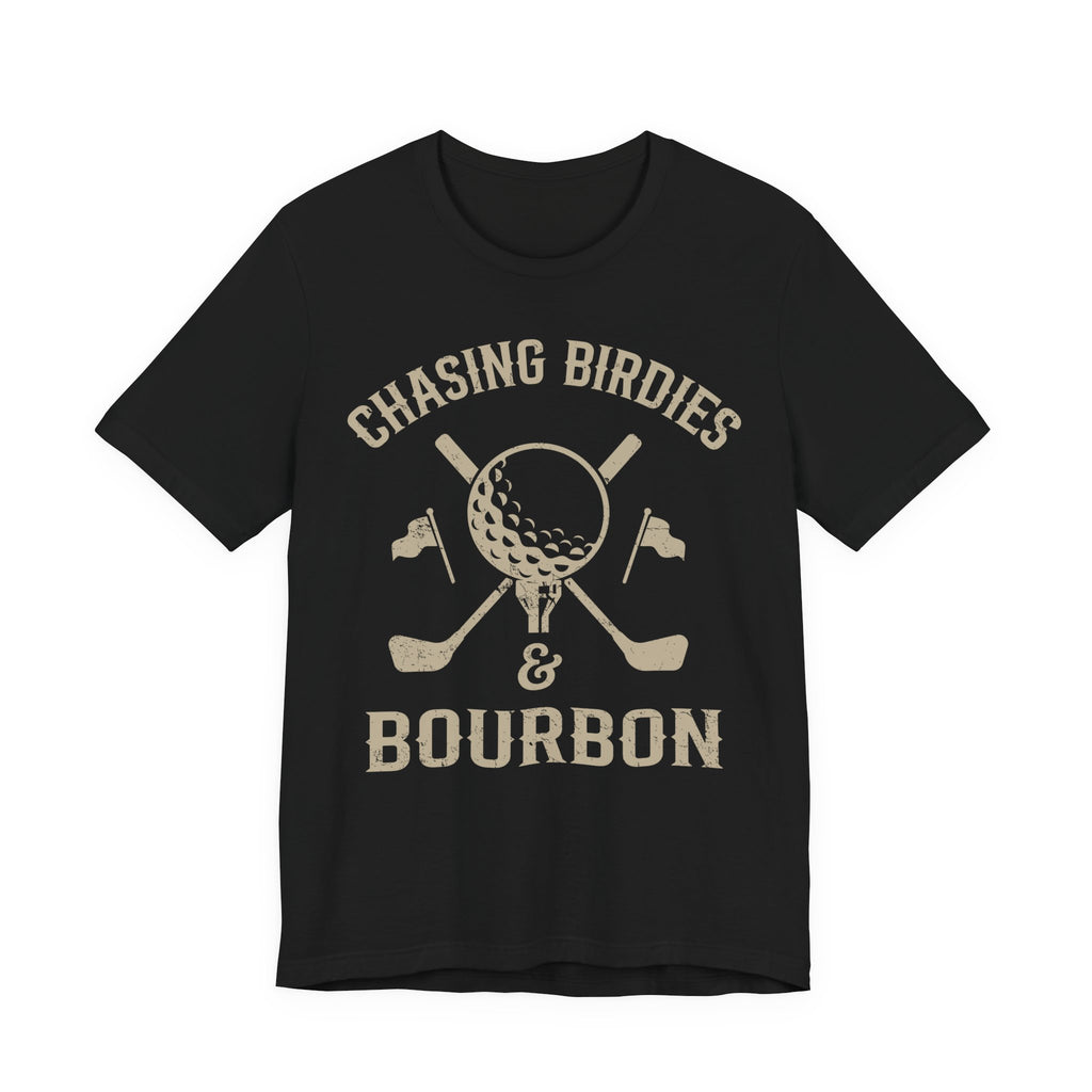 Chasing Birdies & Bourbon Golf Badge Premium Tee