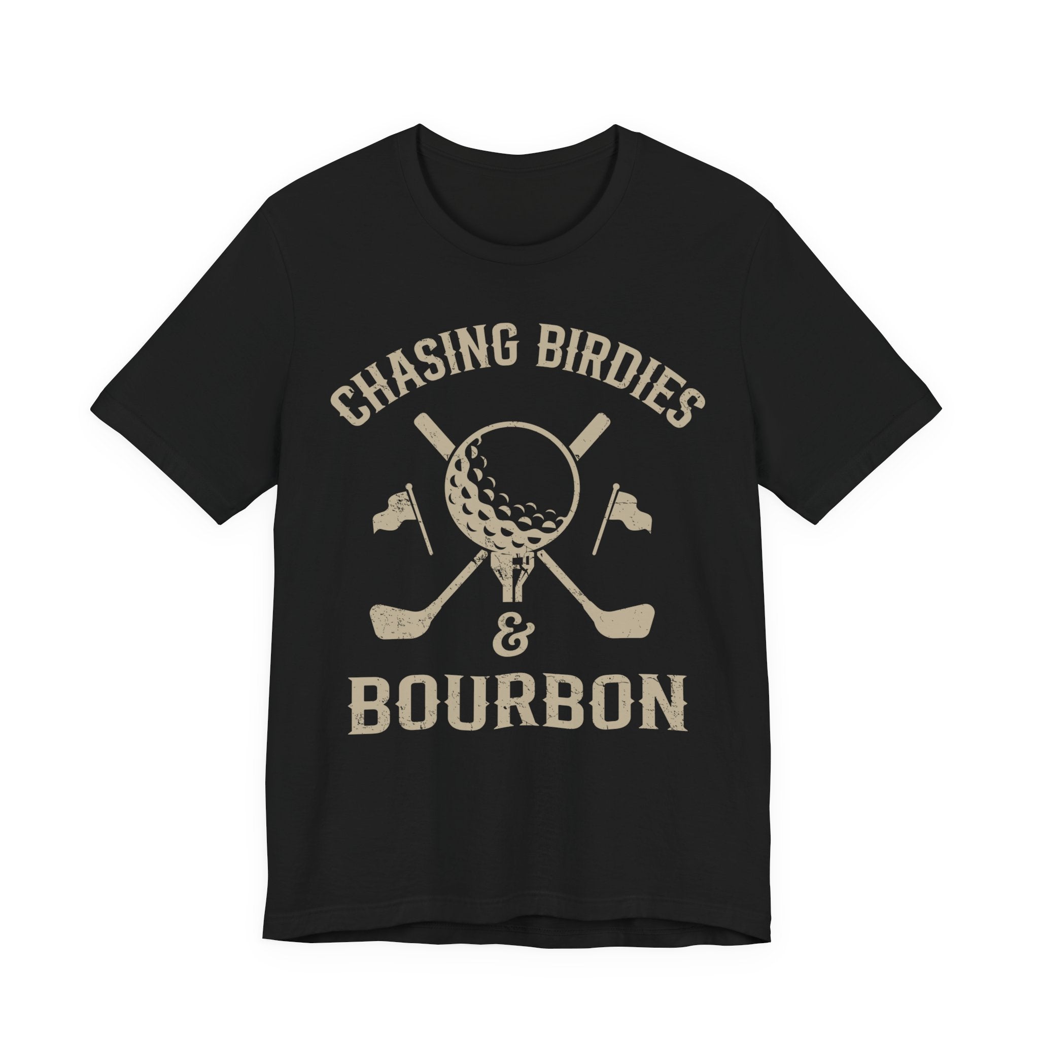 Chasing Birdies & Bourbon Golf Badge Premium Tee