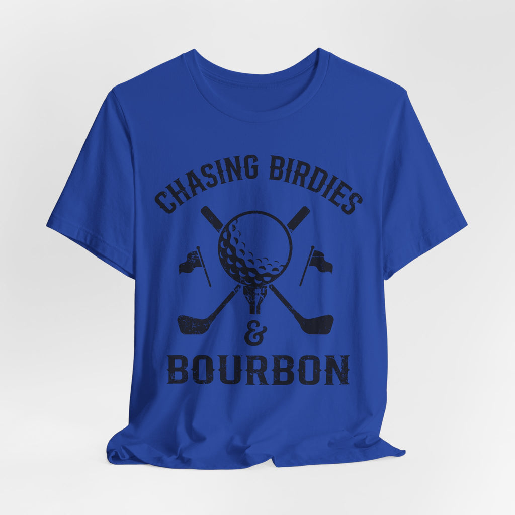 Chasing Birdies & Bourbon Golf Badge Premium Tee