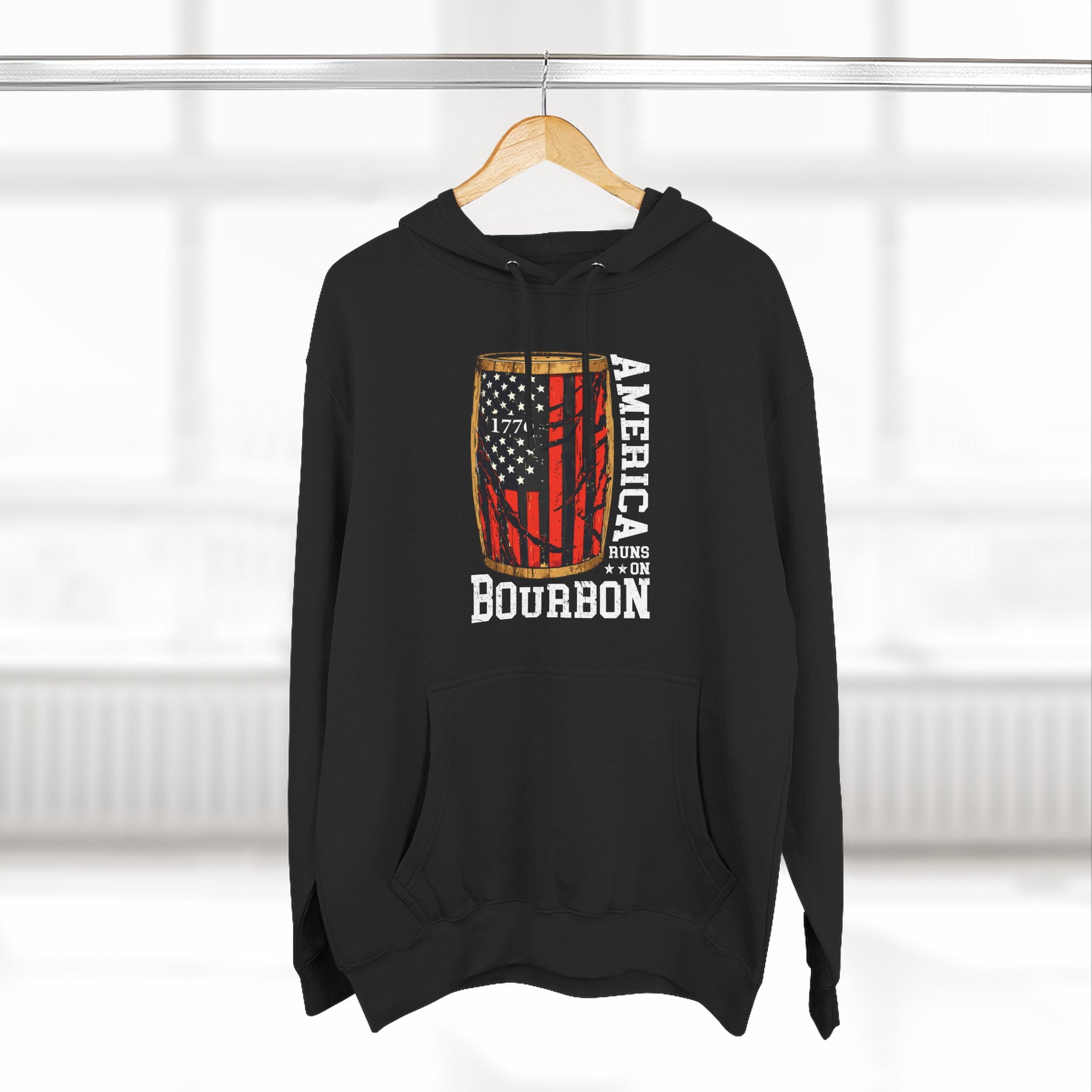America Runs On Bourbon  1776 Premium Hoodie