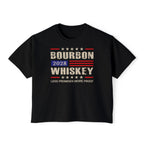 Bourbon Whiskey 2028 Boxy Tee — 'Less Promises More Proof' Women's Shirt