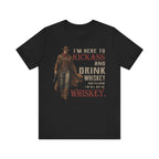 Black t-shirt with a graphic of a cowboy and humorous text on a white background