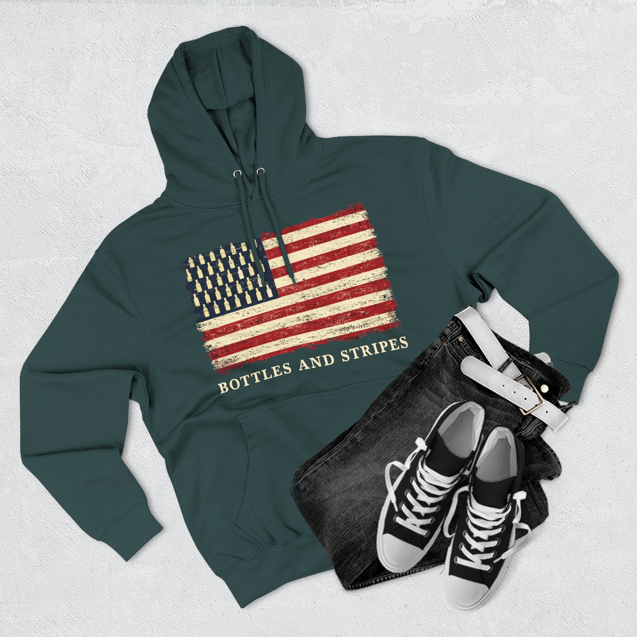 Bottles & Stripes American Flag Premium Hoodie