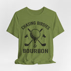 Chasing Birdies & Bourbon Golf Badge Premium Tee