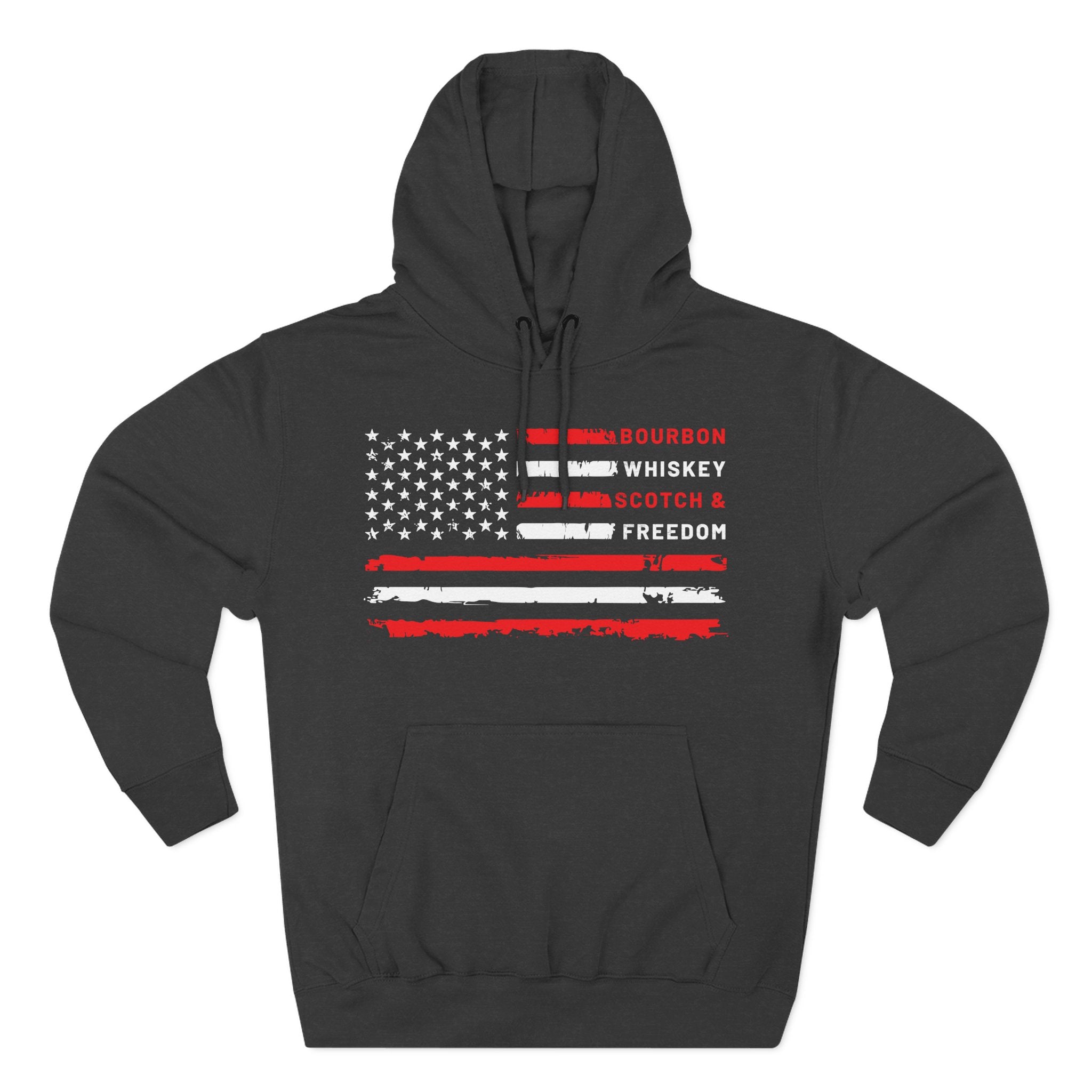 Bourbon, Whiskey, Scotch & Freedom American Flag Premium Hoodie