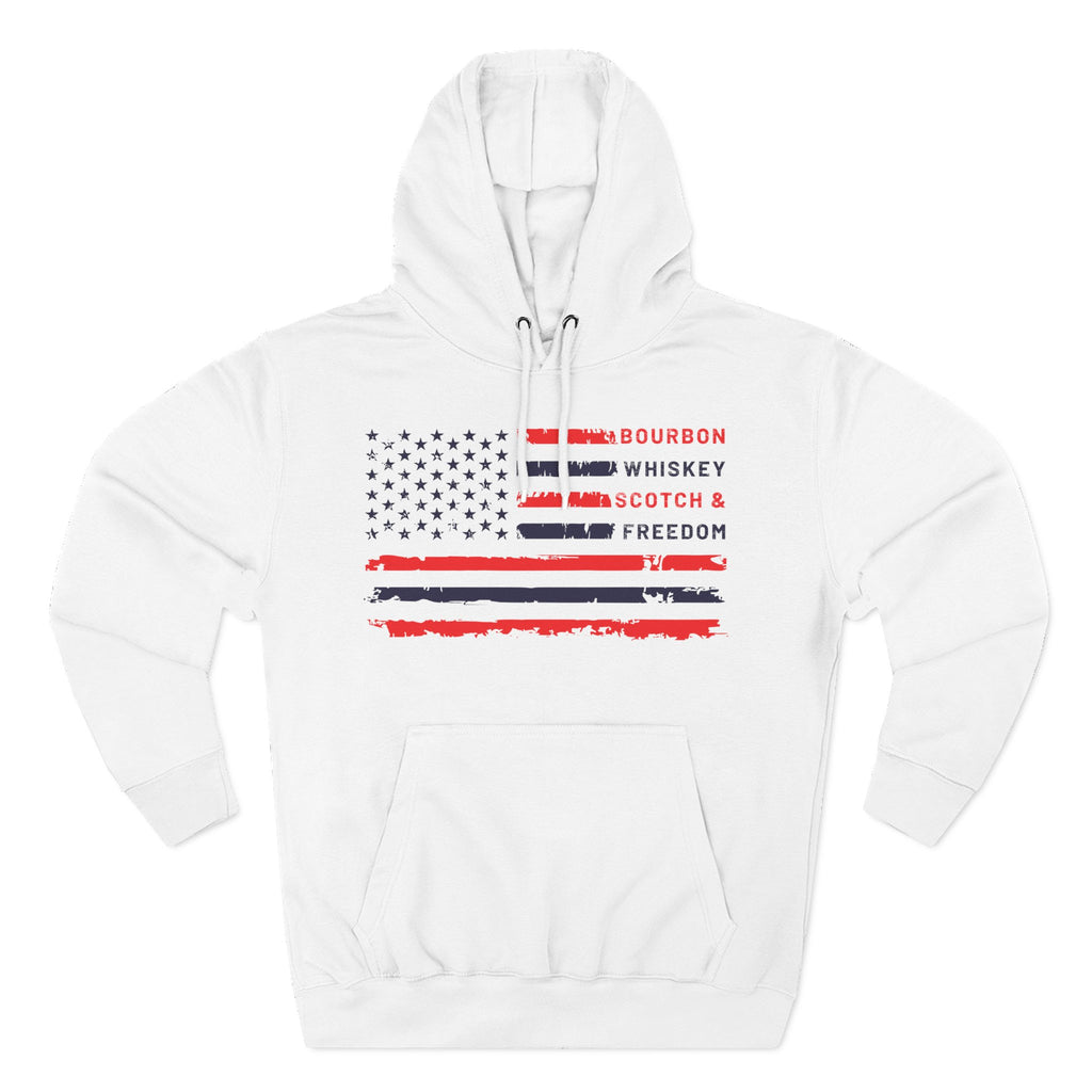 Bourbon, Whiskey, Scotch & Freedom American Flag Premium Hoodie