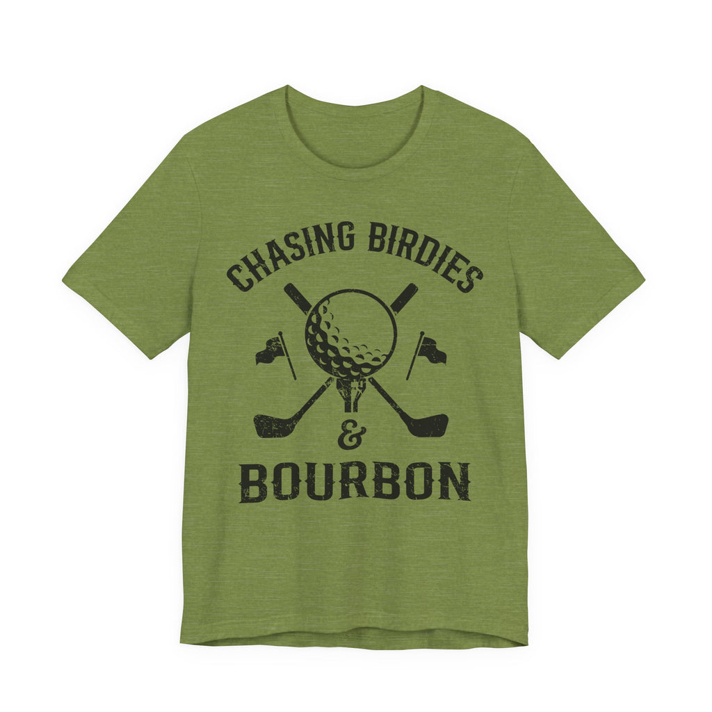 Chasing Birdies & Bourbon Golf Badge Premium Tee