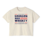 Bourbon Whiskey 2028 Boxy Tee — 'Less Promises More Proof' Women's Shirt