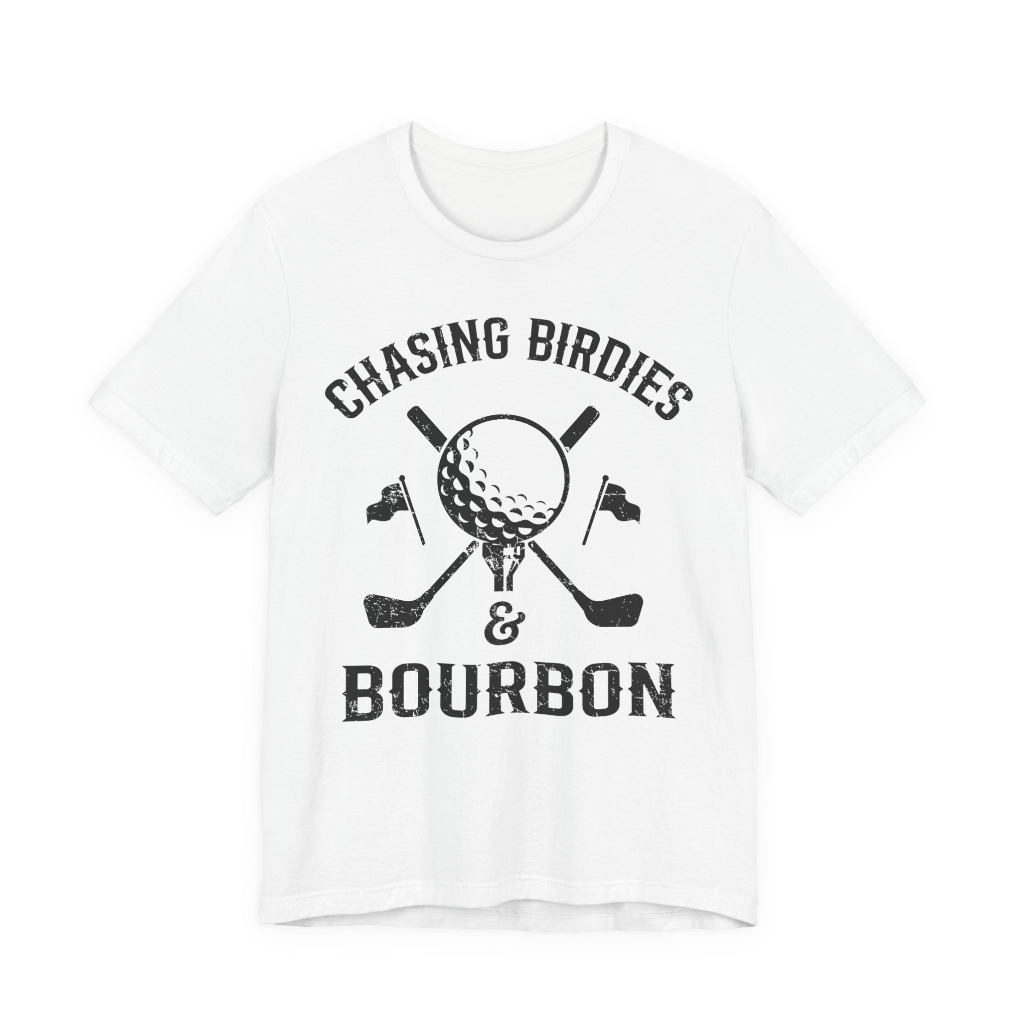 Chasing Birdies & Bourbon Golf Badge Premium Tee
