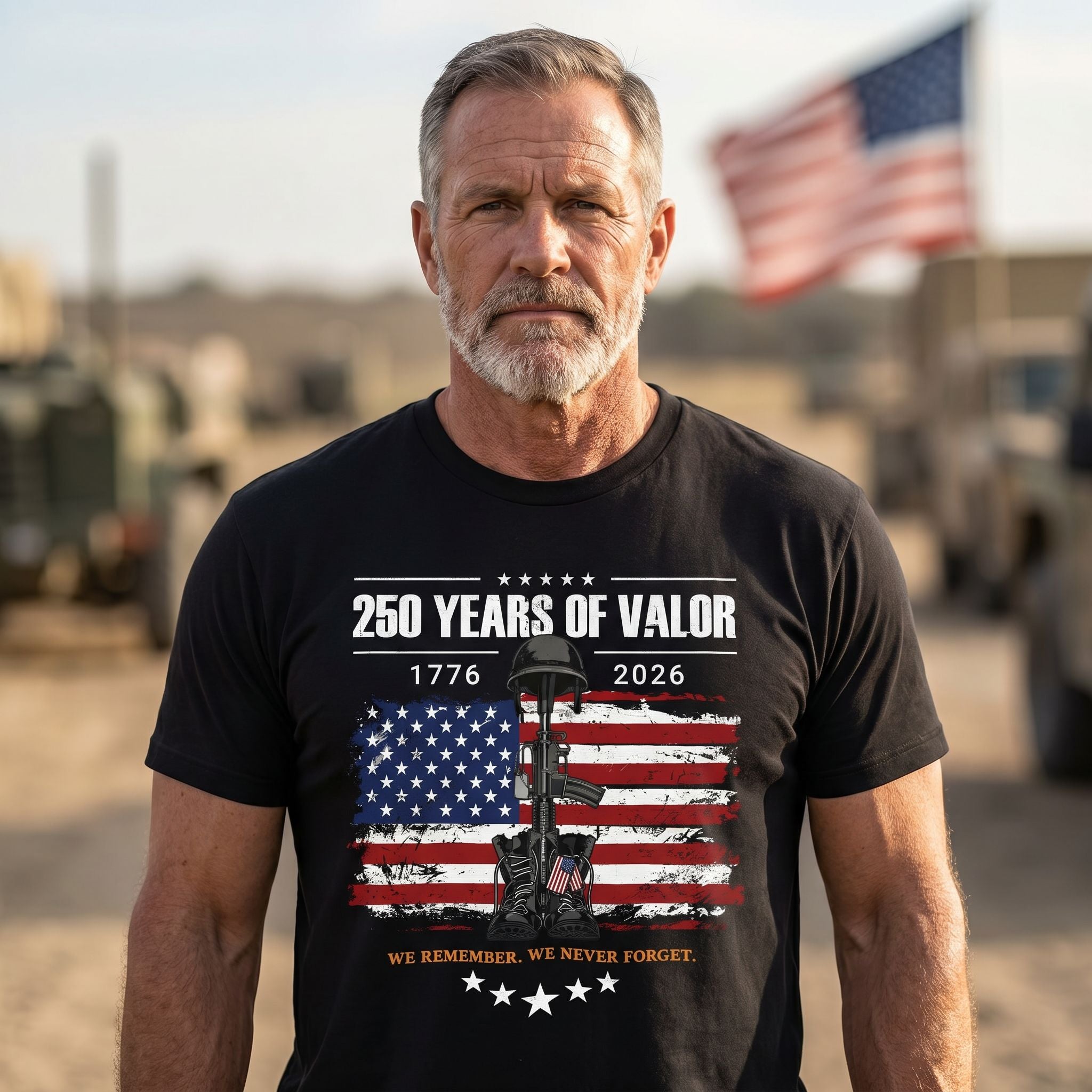 250 Years of Valor – We Remember. We Never Forget. Tee