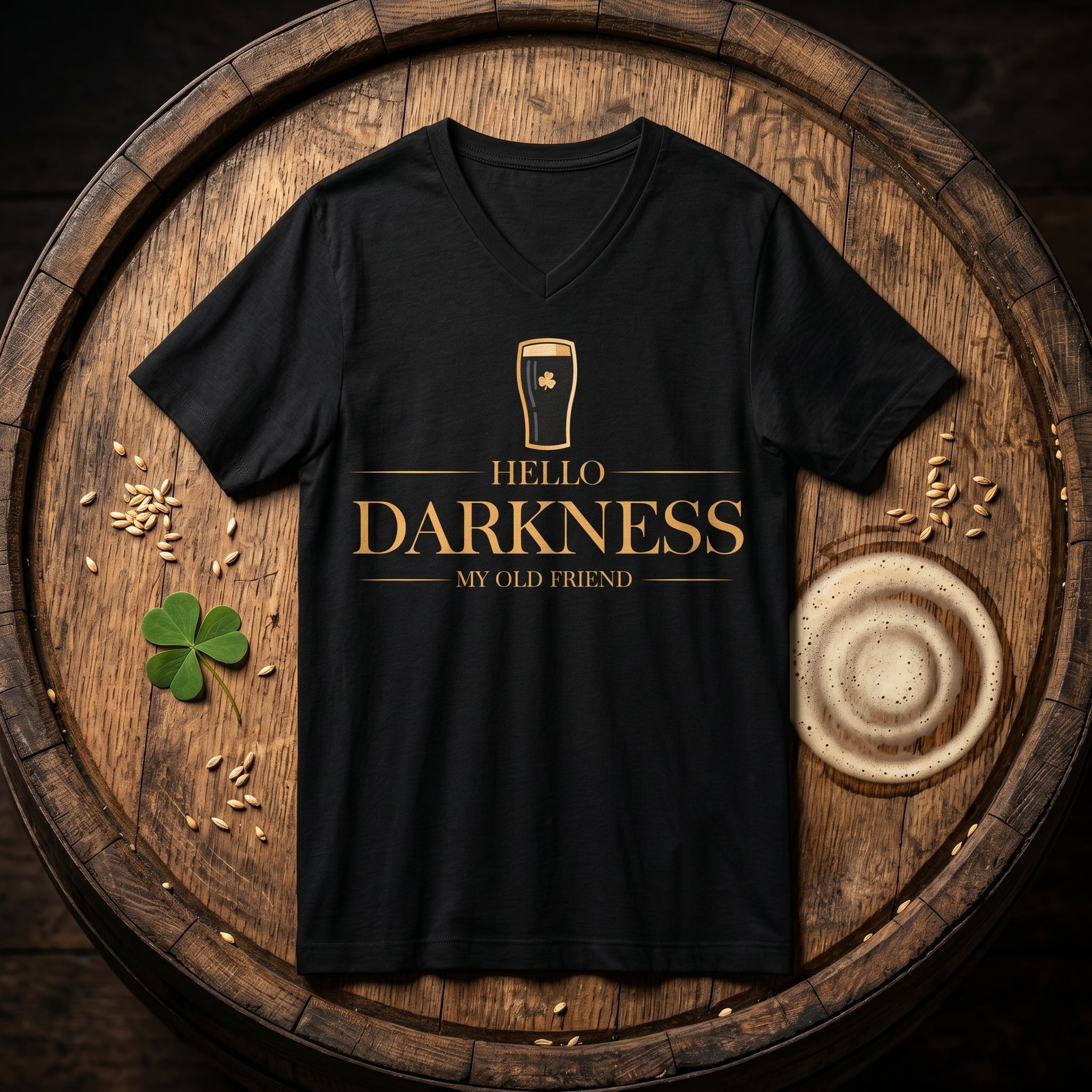 Hello Darkness V-Neck Gold Premium Tee Shirt