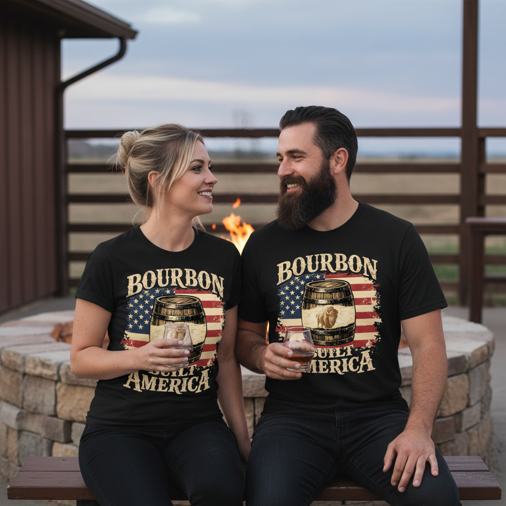 Bourbon Built America Premium CrewneckTee
