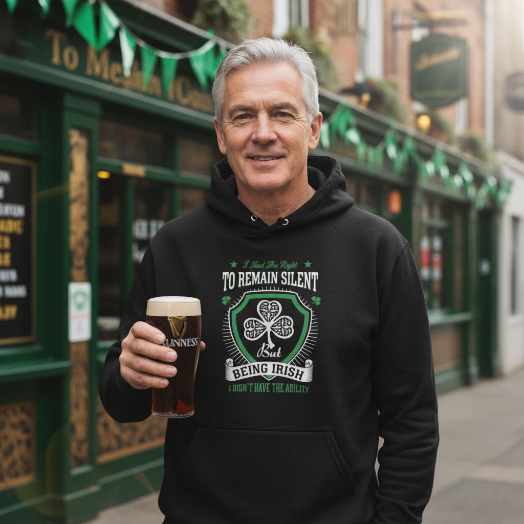 Being Irish Hoodie — "I Tried to Remain Silent" Shamrock St. Patrick's Day Pullover